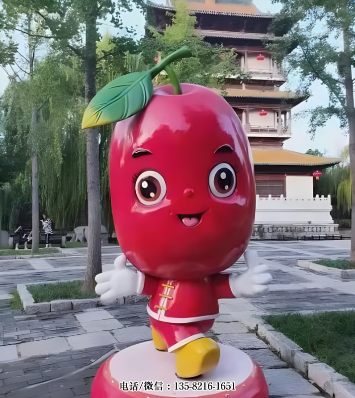 玻璃鋼卡通紅棗公仔雕塑 玻璃鋼卡通紅棗公仔雕塑